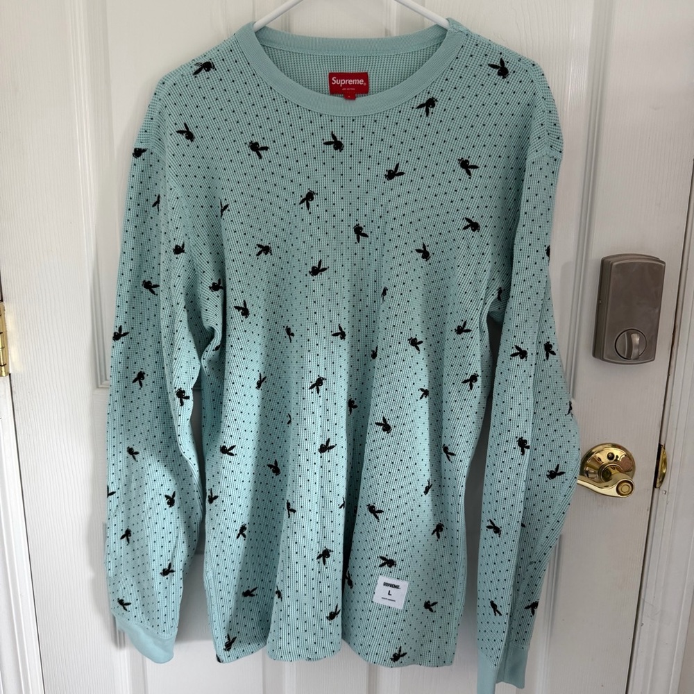 Supreme Waffle Knit Crewneck thermal Sweater, Sz Large